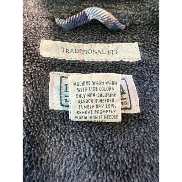 LL Bean Fleece Lined Flannel Shirt Jacket Mens Med Shacket Plaid Blue Red - Picture 7 of 9